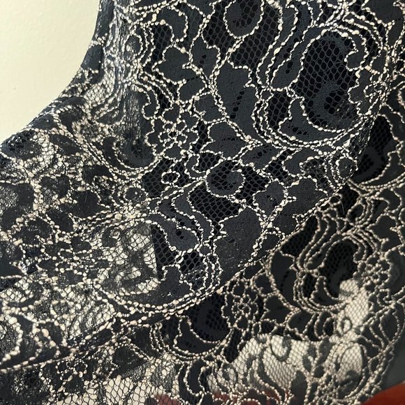 XSCAPE Black  / Beige Lace Overlace   Cocktail Dress - Picture 6 of 8